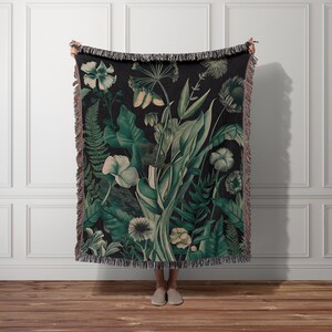 Cottagecore bloemen geweven deken vintage wandtapijt hangend gezellig boho woondecoratie katoenen plaid wilde bloemen jacquard omzoomd cadeau hem haar stel