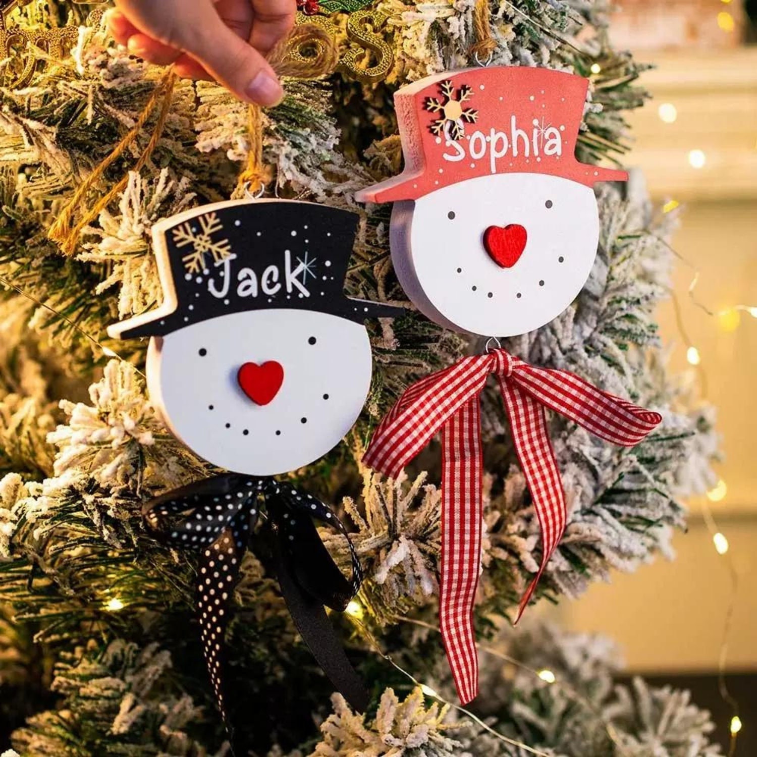 こ*ん様 雪だるまのクリスマスオーナメント7体 雪だるまのクリスマスオーナメント7体 クリスマスデコレーション-7