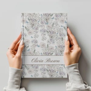 Custom Name Hardcover Journal Notebook Personalized Floral Wildflower Vintage Junk Diary Manifestation Book Therapy Writing Reading Gift Her