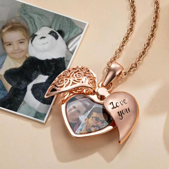 Locket Necklace Custom Photo Heart Personalized Engraving Gift