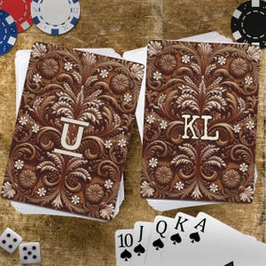 Naipes occidentales personalizados con iniciales personalizadas, logotipo de la marca, baraja de póquer familiar, regalo para una noche de juegos, boda, despedida de soltera, pareja, él y ella