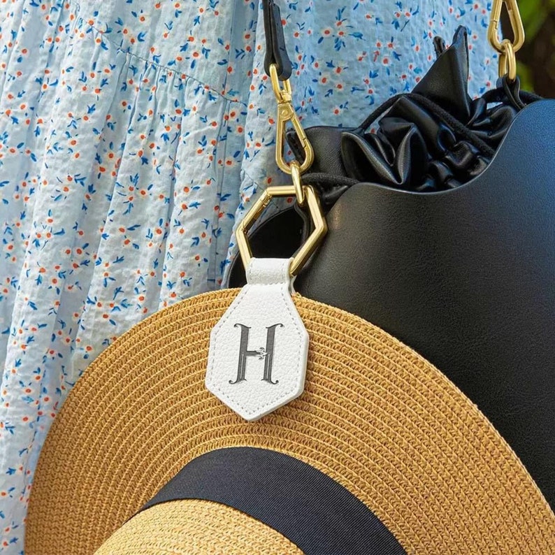 SET OF 2 Hat Clip for Travel Trip Custom Holder Tote Bag Charm Backpack Luggage Keychain Initial Letter Name Magnetic Gift Summer Accessory image 1