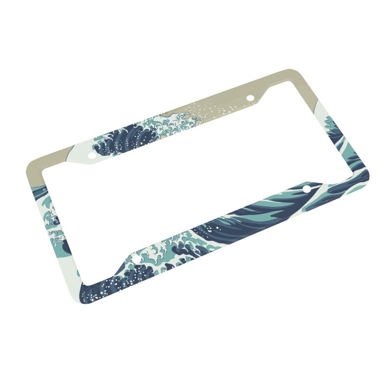 Kanagawa Wave Custom License Plate Frame Japanese Inspired JDM License Plate Holder Cover Japanese Wave JDM Design Car Accessories Anime JDM image 3
