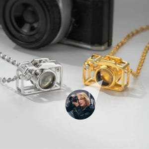 Custom Photo Projection Necklace Personalized Camera Dainty Jewelry Silver Rose Gold Photographer Gift Bubble Memorial Pendant Mom Friend