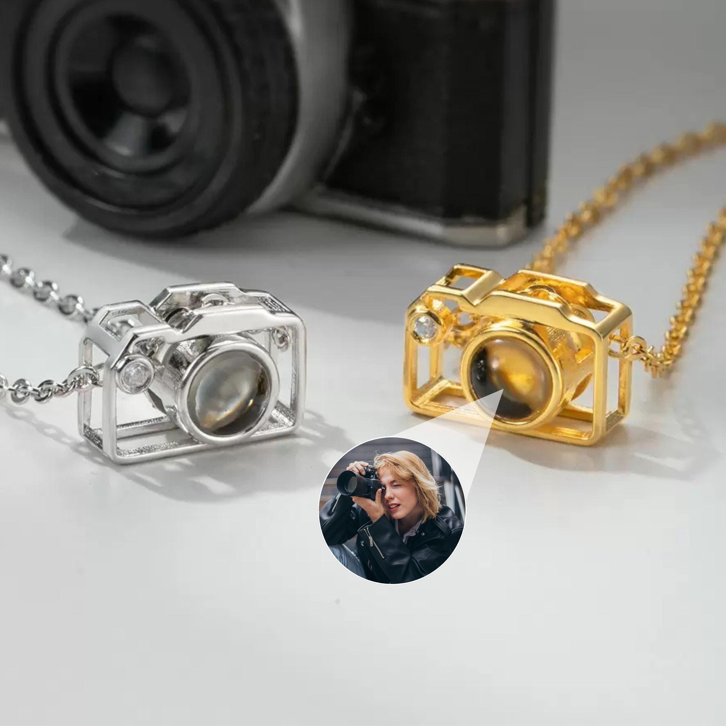 Custom Photo Projection Necklace Personalized Camera Dainty Jewelry Silver Rose Gold Photographer Gift Bubble Memorial Pendant Mom Friend