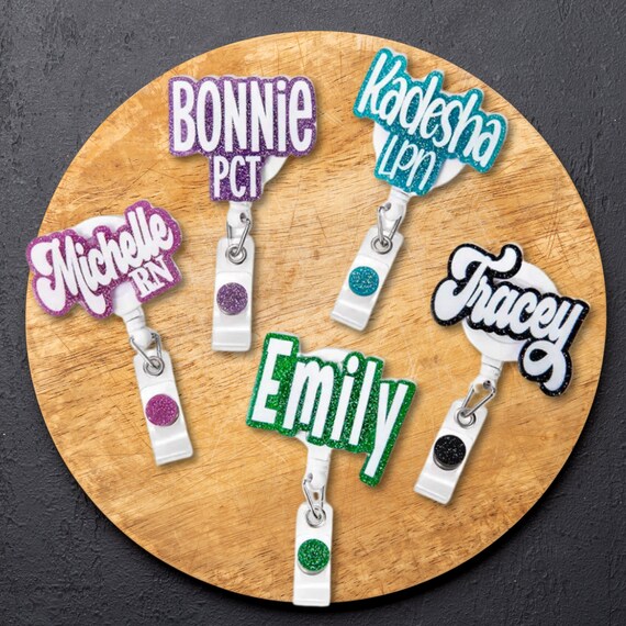 TOUNER 'I Don't Know I Just Work Here' Funny Badge Reel | Retractable ID Clip Holder For Nurses, Teachers – Silver Glitter Design - View #9