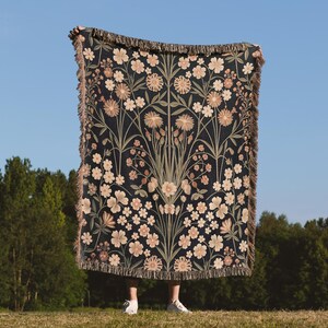 Cottagecore bloemen geweven deken vintage wandtapijt hangend boho woondecoratie katoen gezellig plaid Wildflower jacquard omzoomd cadeau hem haar stel