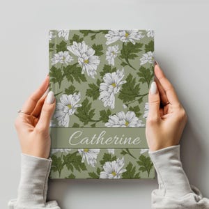 Custom Name Hardcover Journal Notebook Personalized Daisy Wildflower Vintage Junk Diary Manifestation Book Therapy Writing Reading Gift Her