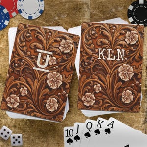 Carte da gioco Western personalizzate, iniziali personalizzate, logo del marchio, mazzo di poker per la famiglia, regalo per la serata di gioco, bomboniere per matrimonio, coppia, lui e lei