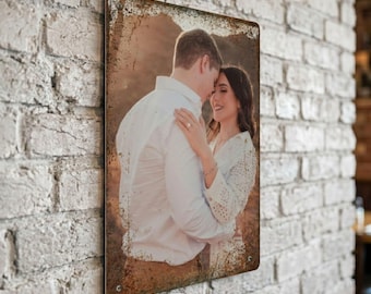 Personalized Photo Tinplate Metal Sign Custom Family Picture Portrait Rusty Vintage Wall Art Hanging Decor Wedding Anniversary Gift Him Her