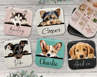 Custom Dog Mom Name Jewelry Box Travel Personalized Pet Puppy Breed Owner Lover Gift Storage Organizer Corgi Husky Doggie Case Friend Her