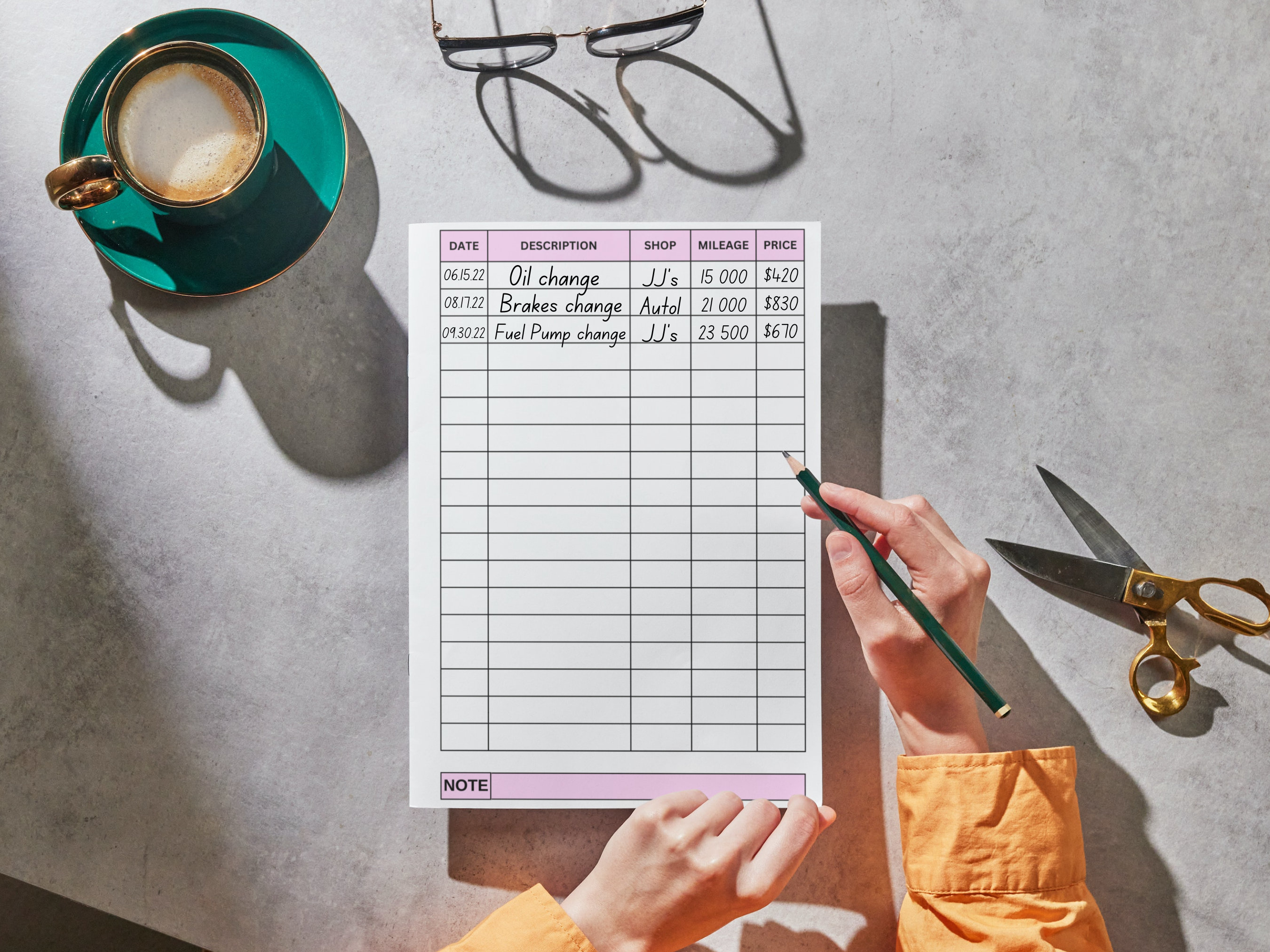 Printable Vehicle Maintenance Log Book Expense Tracker Planner Check ...