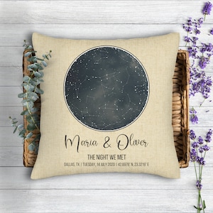 Custom Star Map By Date Throw Pillow Personalized The Night We Met Moon You Were Born Sky Decor Cushion Cover Wedding Anniversary Gift Mom
