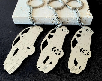Personalized Car Model Keychain Metal with Your Car Gift for Dad Car Guys Custom Keyring Dealer Any Make Petrolhead JDM Accessories Car Key