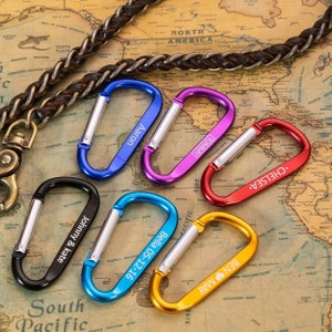 Personalized Carabiner Keychain Custom Name Engraved Clasp Keyring Gift Him Dad Husband Boyfriend Climber Hiking Camping Outdoor Travel Clip