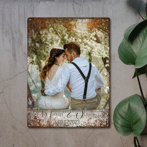Custom Photo Metal Sign Personalized Family Picture Portrait Rusty Vintage Wall Art Hanging Decor Wedding Anniversary Tinplate Gift Him Her