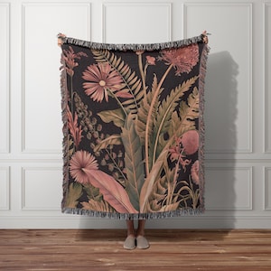 Cottagecore bloemen geweven deken vintage wandtapijt hangend gezellig boho woondecoratie katoenen plaid wilde bloemen jacquard omzoomd cadeau hem haar stel