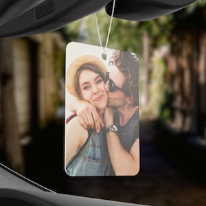 Personalized 1-6 Photos Car Air Freshener Custom Picture Collage Hanging Freshie Scented Charm Ornament Cute Couple Vehicle Gift Him Her Mom