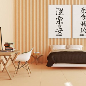 Nom kanji personnalisé en impression japonaise cadeau en téléchargement numérique JDM Art déco murale personnalisée affiche imprimable calligraphie katakana chinois image 3