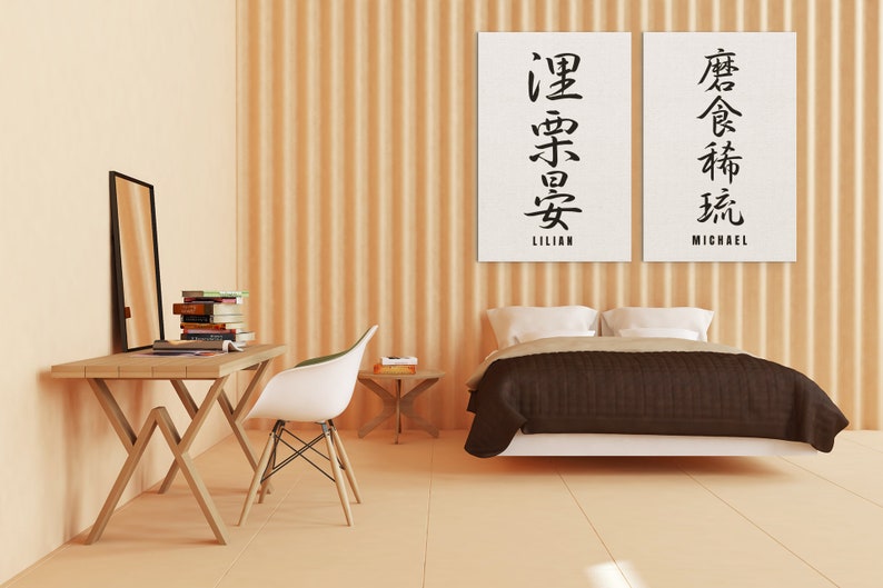 Nom kanji personnalisé en impression japonaise cadeau en téléchargement numérique JDM Art déco murale personnalisée affiche imprimable calligraphie katakana chinois image 3