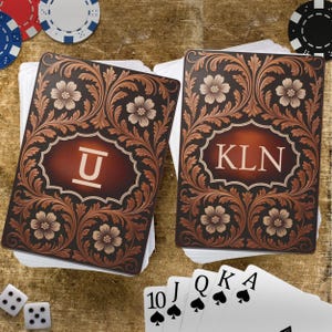 Cartas de baralho ocidentais personalizadas, iniciais personalizadas, logotipo da marca, baralho de pôquer para família, presente para noite de jogos, casamento, despedida de solteira, lembranças para casal, ele e ela