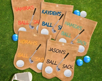 Custom Golf Balls Sack Personalized Name Ball Bag Tee Holder Set Cool Funny Gift for Golfer Player Club Lover Husband Dad Him Men Grandpa