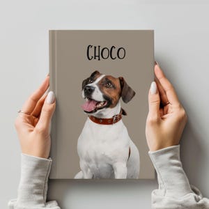 Custom Pet Photo Portrait Hardcover Journal Spiral Notebook Personalized Dog Cat Name Picture Diary Writing Memory Book Gift Him Her Mom