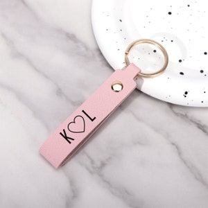 Personalized Keychain Custom Leather Loop Key Fob Ring Text Bridesmaids ...