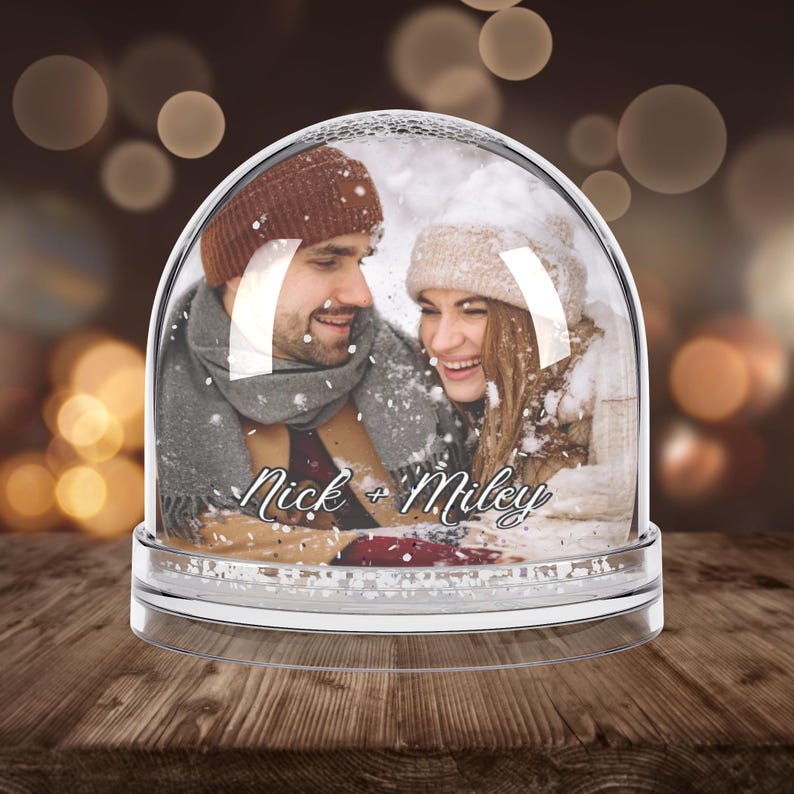 Custom Photo Snow Globe Personalized Christmas Family Picture Portrait ...