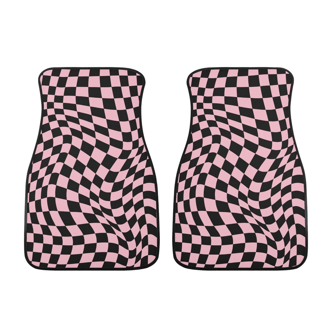 Checkered Car Floor Mats Pink Custom JDM Car Mats Checkered Etsy