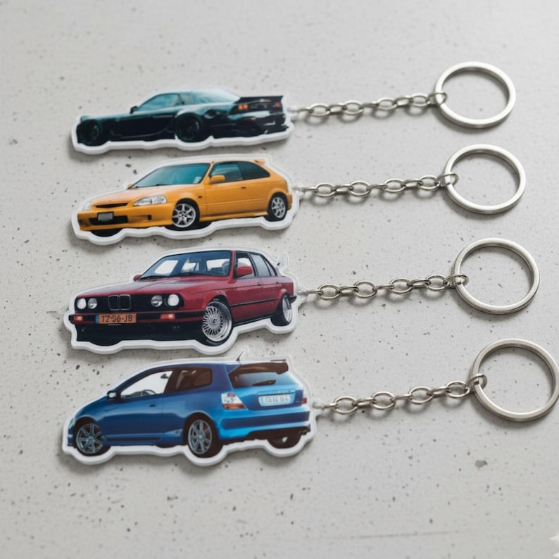 Custom Car Keychain Personalized Photo Picture Model Shape Acrylic Keyring Motorcycle Charm JDM Gift Him Racer Boyfriend Dad Men Husband image 2