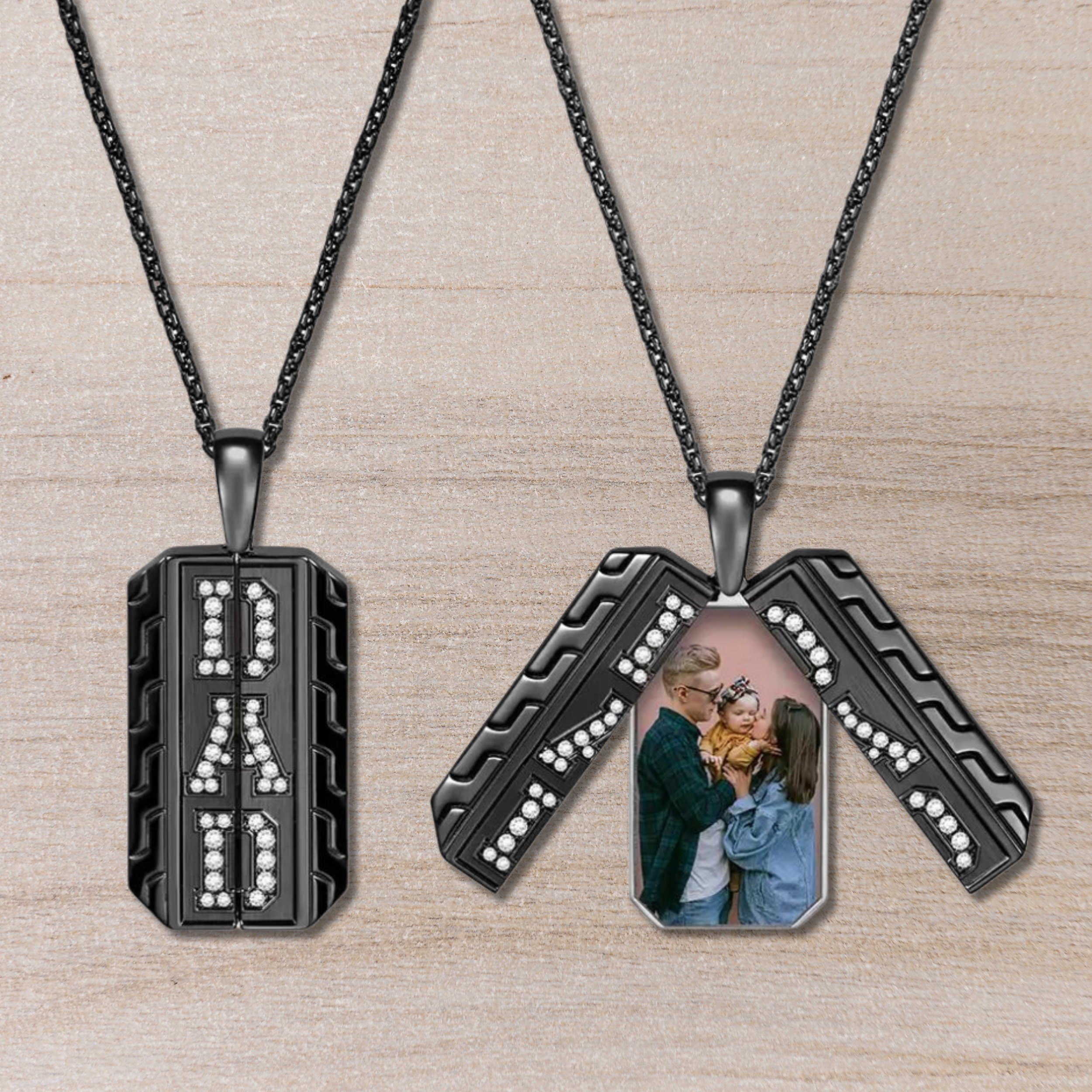 Custom Dad Photo Locket Necklace Personalized Picture Engraved