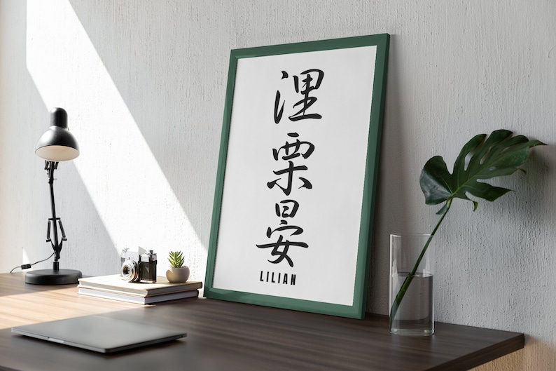 Nom kanji personnalisé en impression japonaise cadeau en téléchargement numérique JDM Art déco murale personnalisée affiche imprimable calligraphie katakana chinois image 1