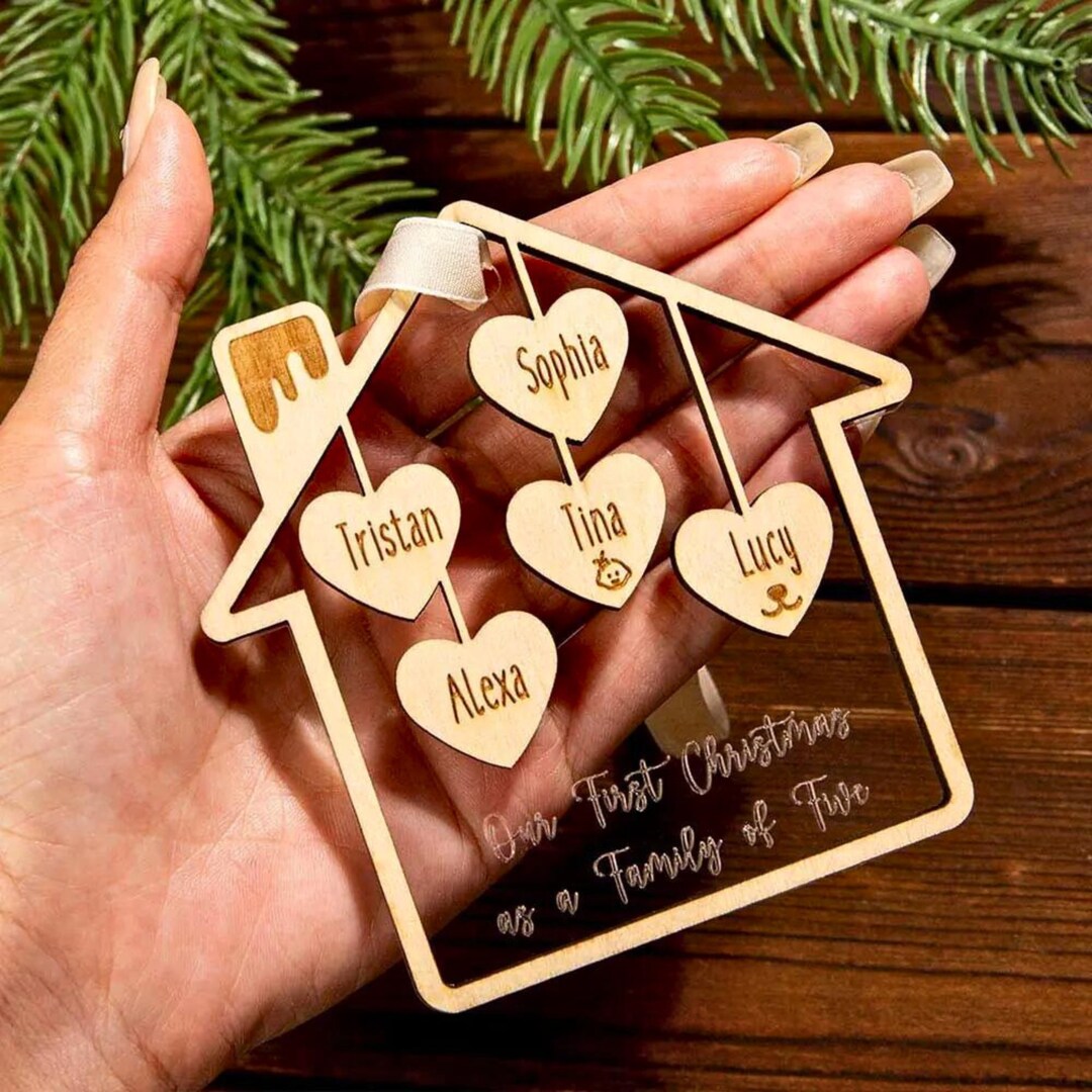 Custom Family Christmas Ornament House Members Names Tree Decor Acrylic ...