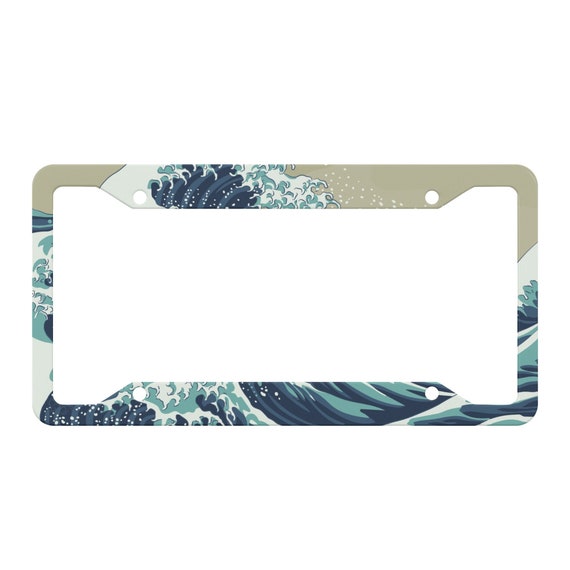 Kanagawa Wave Custom License Plate Frame Japanese Inspired JDM License Plate Holder Cover Japanese Wave JDM Design Car Accessories Anime JDM