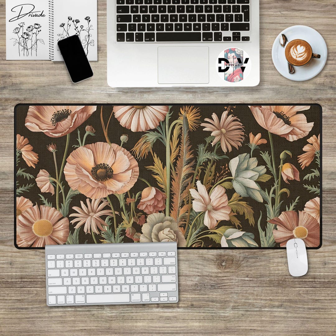 Floral Desk Mat Large Gaming Wildflower Mouse Pad Custom Boho ...