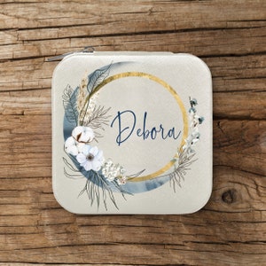 Custom Name Jewelry Box Travel Personalized Boho Moon Small Storage Organizer Case Bachelorette Bridesmaids Bride Favors Monogram Gift Her