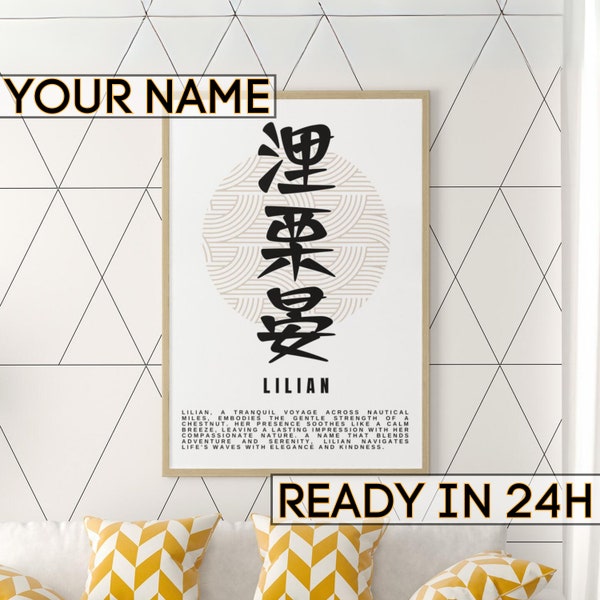 Nom kanji personnalisé en impression japonaise cadeau en téléchargement numérique JDM Art déco mural personnalisé affiche imprimable calligraphie chinoise asiatique déc