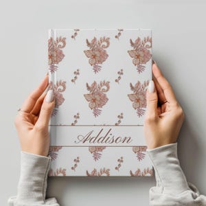 Custom Name Hardcover Journal Notebook Personalized Floral Wildflower Vintage Junk Diary Manifestation Book Therapy Writing Reading Gift Her