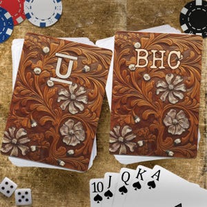 Naipes occidentales personalizados con iniciales personalizadas, logotipo de la marca, baraja de póquer familiar, regalo para una noche de juegos, boda, despedida de soltera, pareja, él y ella