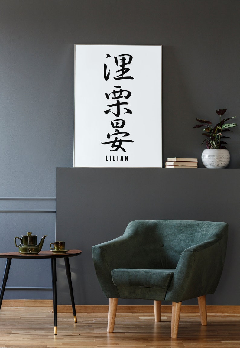 Nom kanji personnalisé en impression japonaise cadeau en téléchargement numérique JDM Art déco murale personnalisée affiche imprimable calligraphie katakana chinois image 2