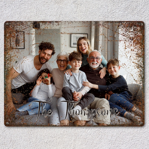 Custom Photo Metal Sign Personalized Family Picture Portrait Rusty Vintage Wall Art Hanging Decor Wedding Anniversary Tinplate Gift Him Her