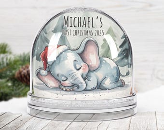 Personlig snöglob för bebisnamn Anpassad första jul elefant nyfödd flicka pojke minnessak glitter juldekor söta djur present barnleksak