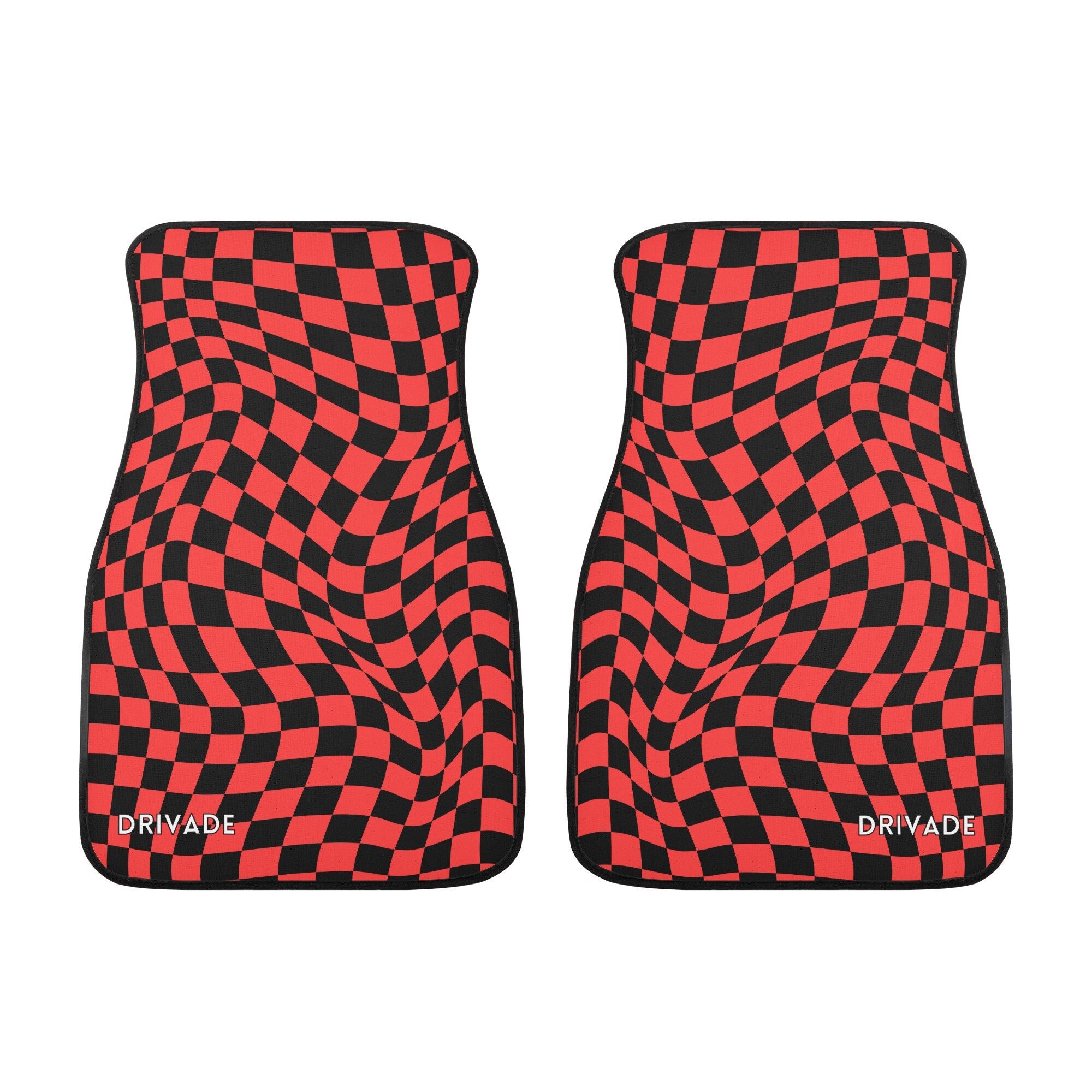 Checkered Car Floor Mats Set Red Custom JDM Car Mats Red Black Etsy