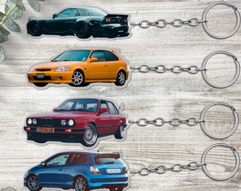 Custom Car Keychain Personalized Photo Picture Model Shape Acrylic Keyring Motorcycle Charm JDM Gift Him Racer Boyfriend Dad Men Husband