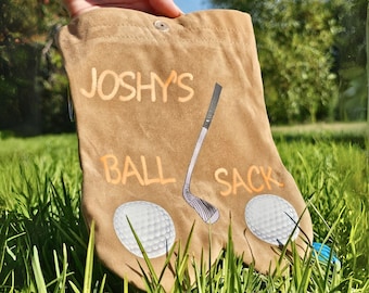 Custom Golf Balls Sack Personalized Name Ball Bag Tee Holder Set Cool Funny Gift for Golfer Player Club Lover Husband Dad Him Men Grandpa