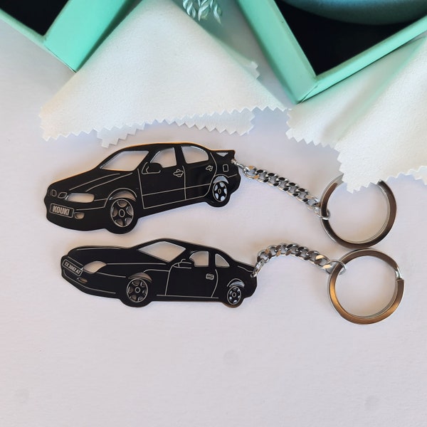 Personalized Car Model Keychain Metal with Your Car Gift for Dad Car Guys Custom Keyring Dealer Any Make Petrolhead JDM Accessories Car Key