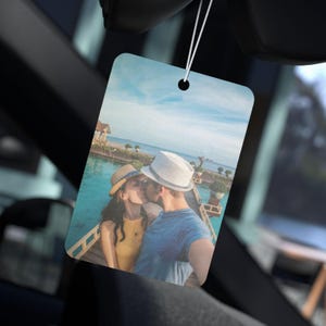 Personalized 1-6 Photos Car Air Freshener Custom Picture Collage Hanging Freshie Scented Charm Ornament Cute Couple Vehicle Gift Him Her Mom