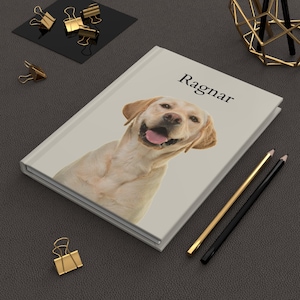 Custom Pet Photo Portrait Hardcover Journal Spiral Notebook Personalized Dog Cat Name Picture Diary Writing Memory Book Gift Him Her Mom