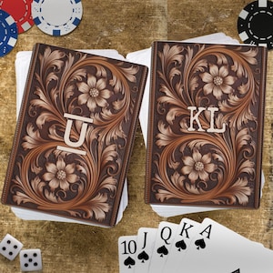 Naipes occidentales personalizados con iniciales personalizadas, logotipo de la marca, baraja de póquer familiar, regalo para una noche de juegos, boda, despedida de soltera, pareja, él y ella
